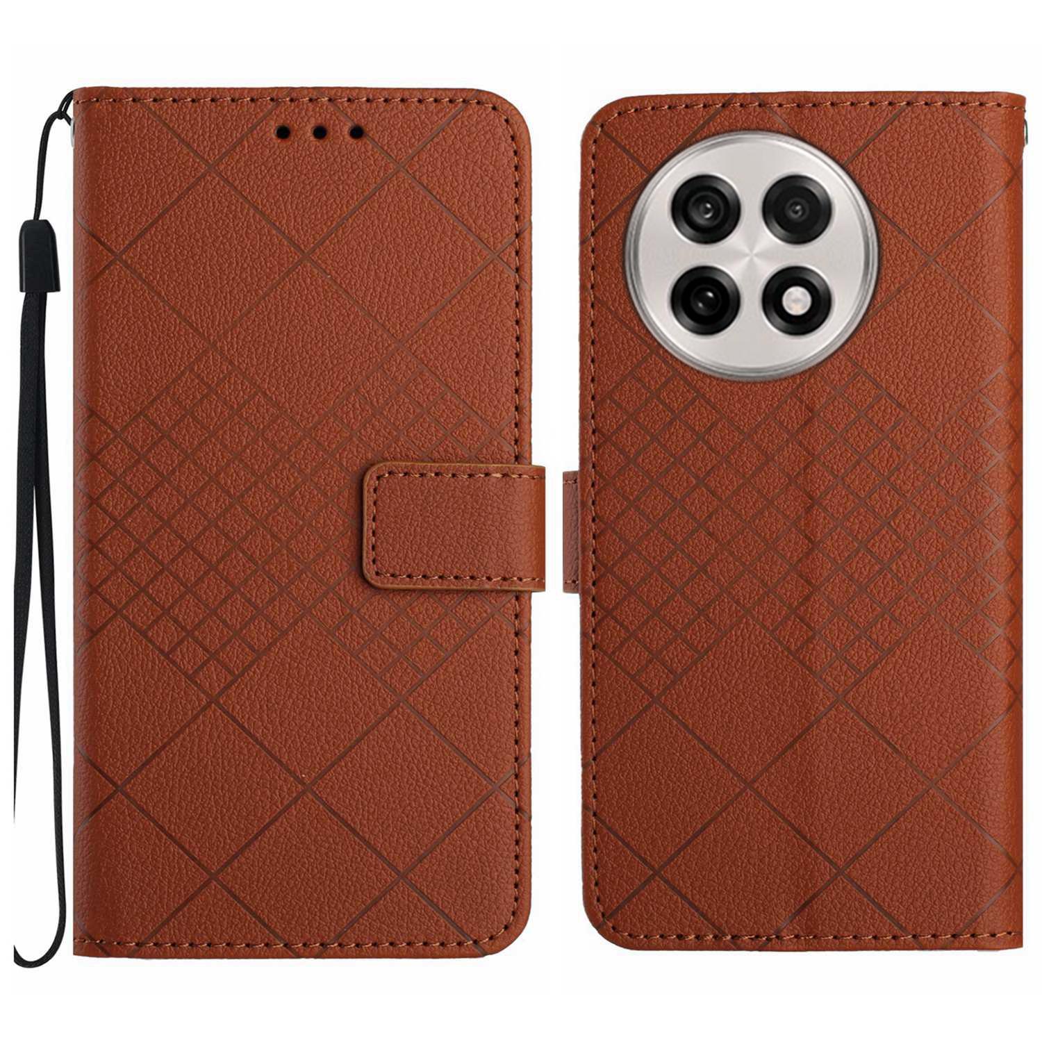 

For OnePlus 13R 5G Wallet Phone Case Imprint PU Leather Flip Folio Cover D