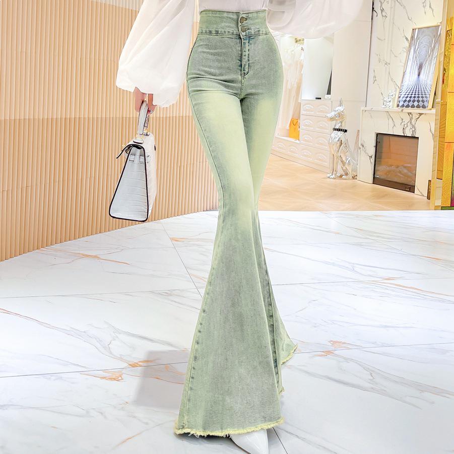 Women s Retro High-Waist Fishtail Bell Bottom Jeans XS 75-80