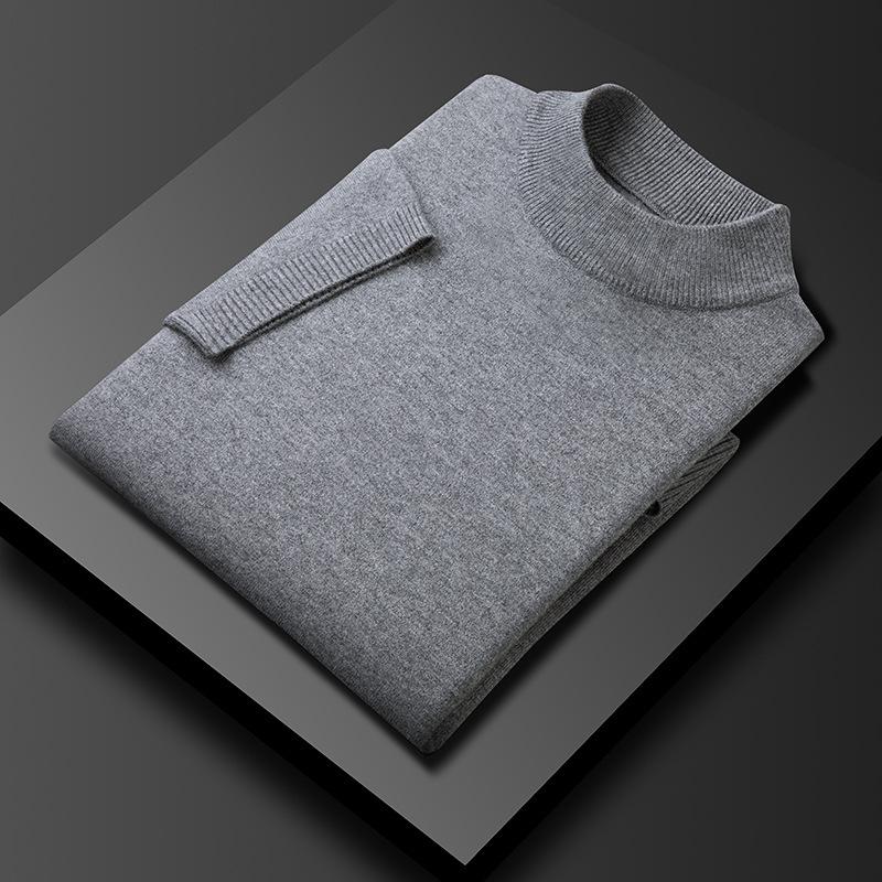 Men's Short-Sleeve Knit Sweater with Half-High Collar - Lightweight Pullover for Middle-Aged and Young Men