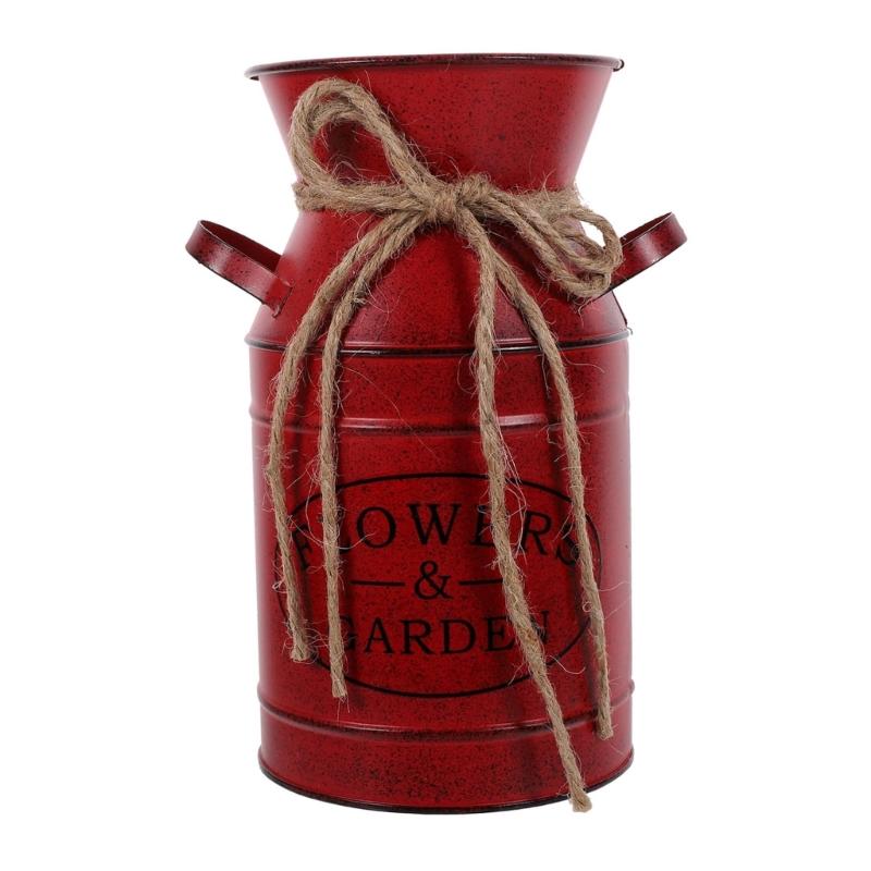 Shabby Chic Metal Flower Vases Farmhouse Decors Antique Milk Can Jugs Pitcher Storage Container For Bathroom Kitchen