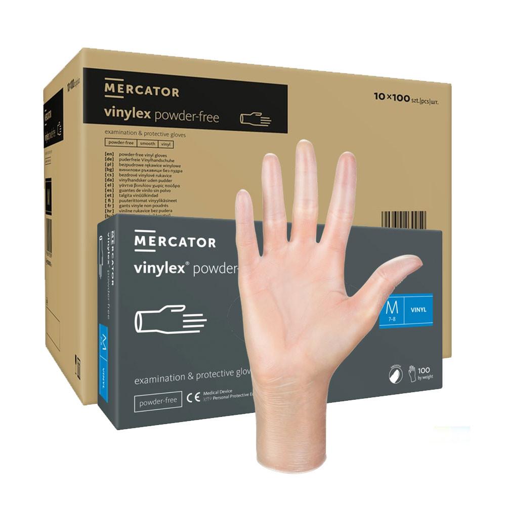Vinyl Gloves Powder-Free Mercator Vinylex Transparent 100 Pcs Carton 10 Pack