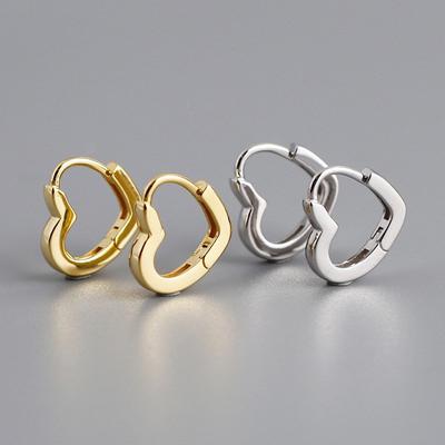 Huitan Heart Hoop Earrings  Color/Gold Color Metal Love Earrings Minimalist Fancy Girl Gift Fashion Jewelry for Women