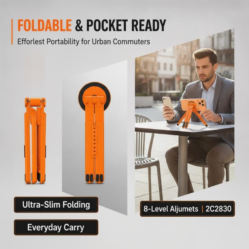 1 ks Skládací a otočný přenosný magnetický hliníková slitina/plast Multifunkční stojan na telefon Tablet a notebook Stolní stojan