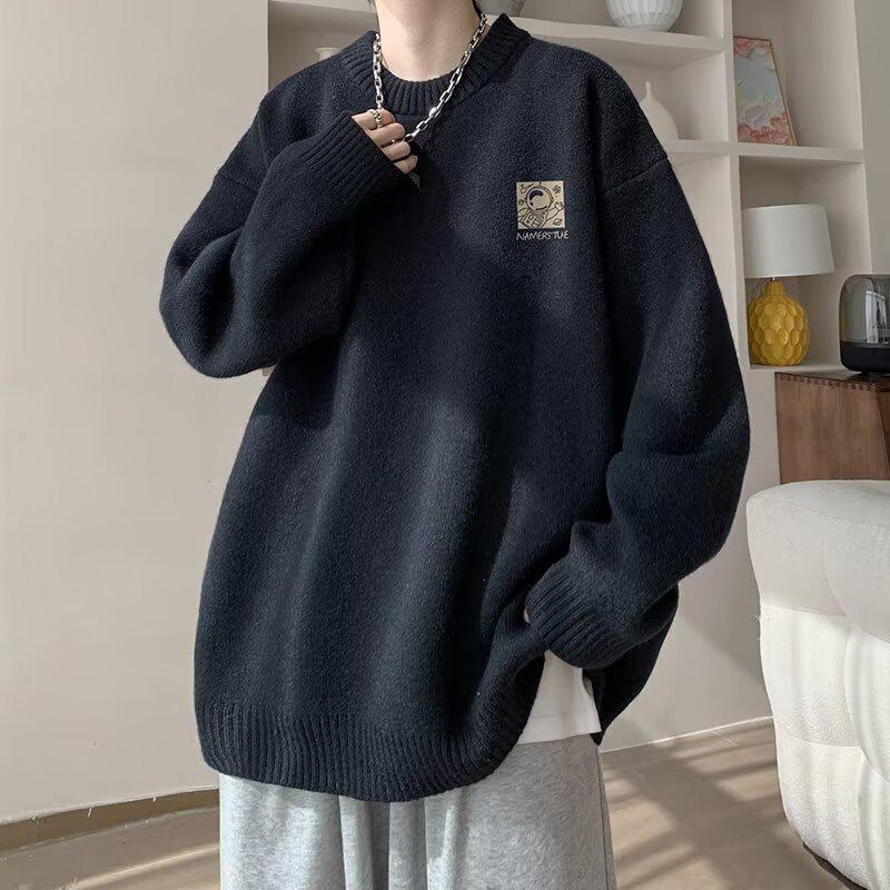

Men s Slim Fit Round Neck Sweater - Trendy Autumn/Winter 2025 Knitwear Top Double Extra Large чорний