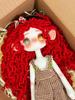 Hazbin Hotel Helluva Boss Doll Red Curly Hair Checkered Dress Anime Toy Handmade Gift for Animation Fans
