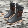 Foreign Trade Medium Boots Women's 2025 Autumn and Winter New European and American Large Size Willow Nails Low Heel Knight Boots 2025wish