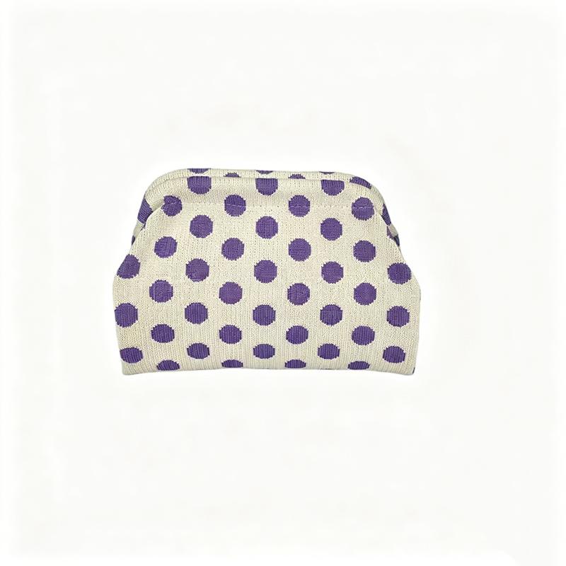 European And American Retro Polka Dot Makeup Bag, Knitted Color-Blocking Large Capacity Portable Cosmetic Pouch