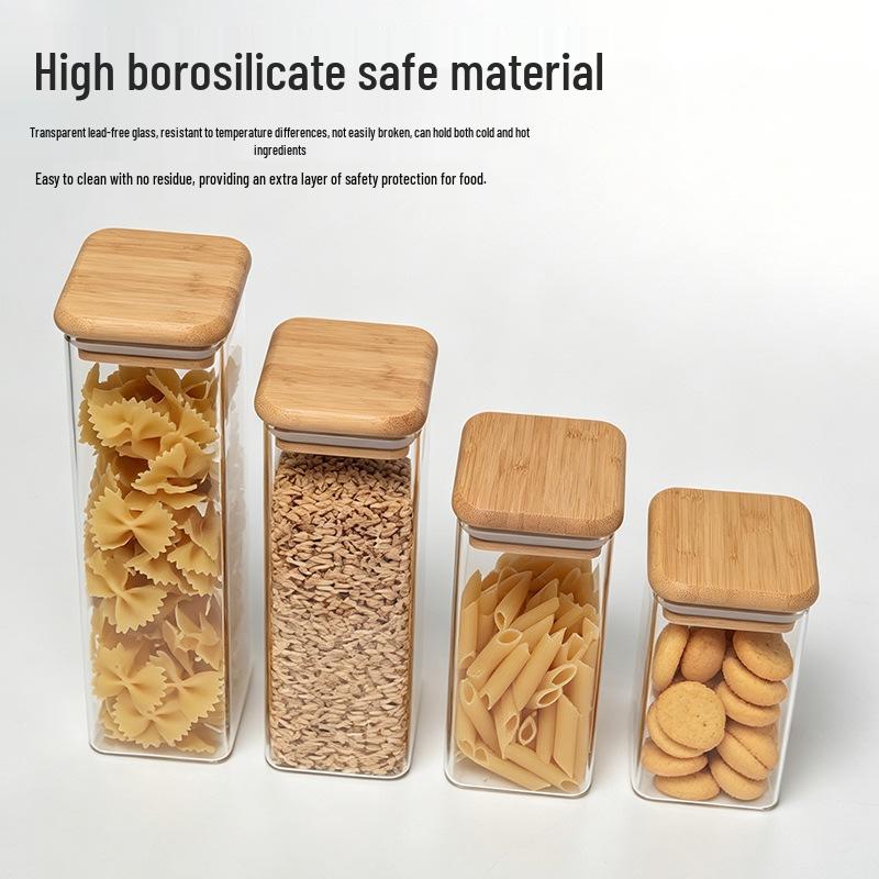 Cross-Border Kitchen High Borosilicate Glass Seasoning Jar Set - Multi-Functional Sealed Grain Jars for Home
