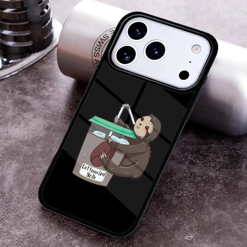 Cute Caffeinated Sloth animal Phone Case For iPhone 17 16 15 14 13 12 11 Pro Max Plus 17Air Soft Silicone Cover