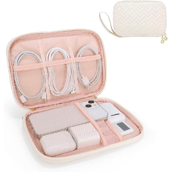 Electronics Organizer Travel Case, Charger Bag Cord Organizer Travel, Compact Tech Pouch Cable Organizer Bag for Charger, Cords, Phone, Headphones, Small-Single Layer