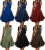 Damen Sommer Mini-Kleid mit ausgestelltem Rock, A-Linie und Falten