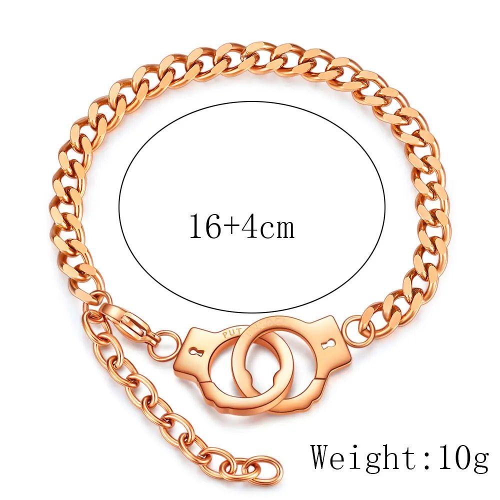 VQYSKO Simple all-in-one stainless steel couples fashion handcuff bracelet for lovers Valentine's Day gift jewelry