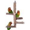 Bird Perch Set Natural Wood Stand Parakeet Toys Multi Branch Bird Cage Accessory