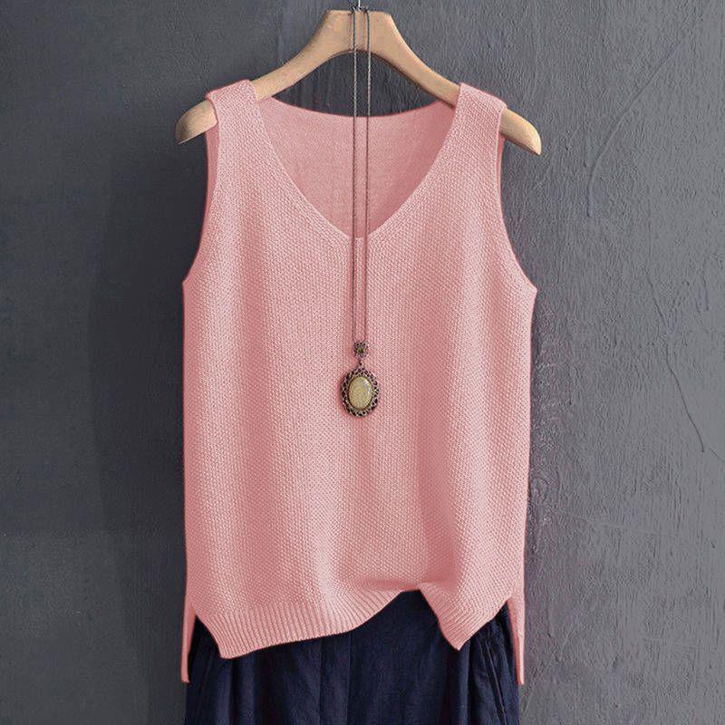 Canottiera T-shirt Estiva in Maglia di Seta Ghiacciata da Donna Taglie Forti