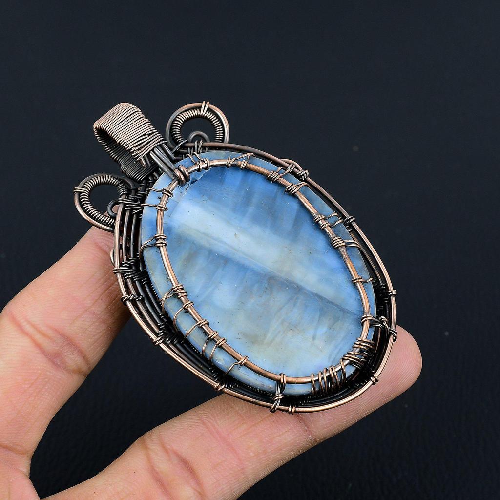 Tree Of Life Owyhee Opal Pendant, 999 Copper Wire Wrapped Jewelry, Gemstone Pendant, Gift For Her Handmade Dainty Jewelry