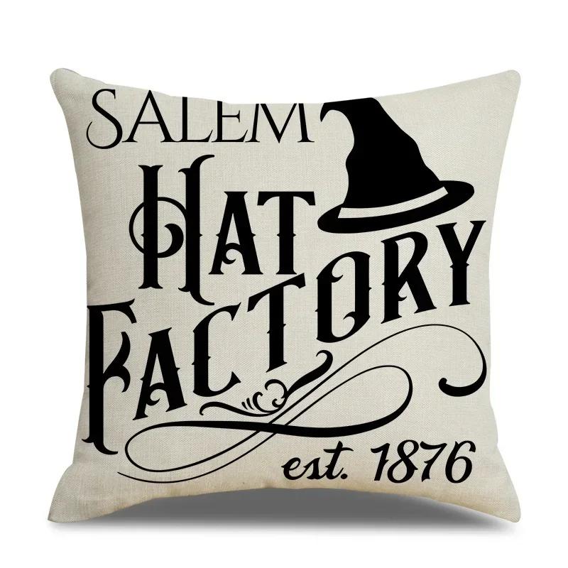 45x45cm Halloween Pillowcase Single Linen Pillowcase Waist Pillowcase for Living Room Sofa Car Home Decor