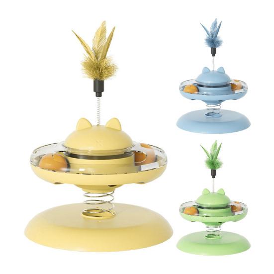 Turntable Funny Cat Toy with Dispenser Silent Smooth Built-in Food Track Anti-slip Base Cat Exercise Toy