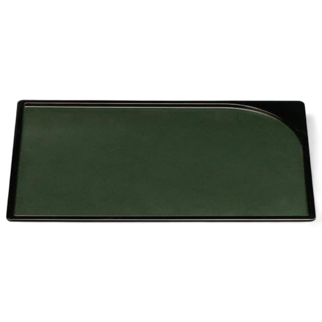 Tray with Green Pearl Bishamonten Lacquerware Made in Japan J-kitchens 1-shaku Sleeve-Shaped (Obon) Lacquer, Non-Slip, 33cm, (ABS Resin),