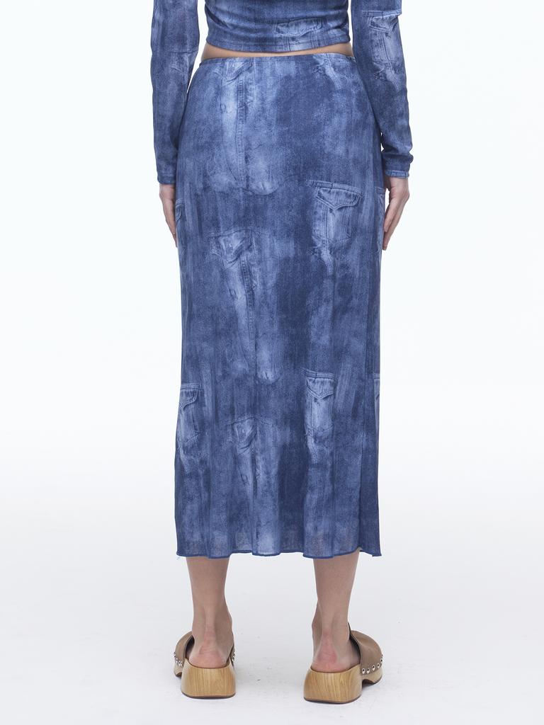 Dilettantism Denim Mesh Long Skirt (Bl)