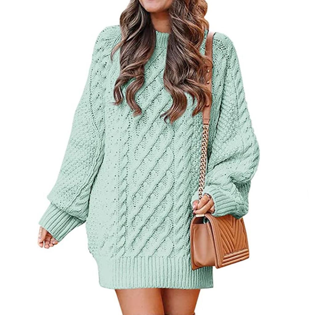 Women's Fashion  And Winter Round Neck Long-Sleeved Warm Sweater Top