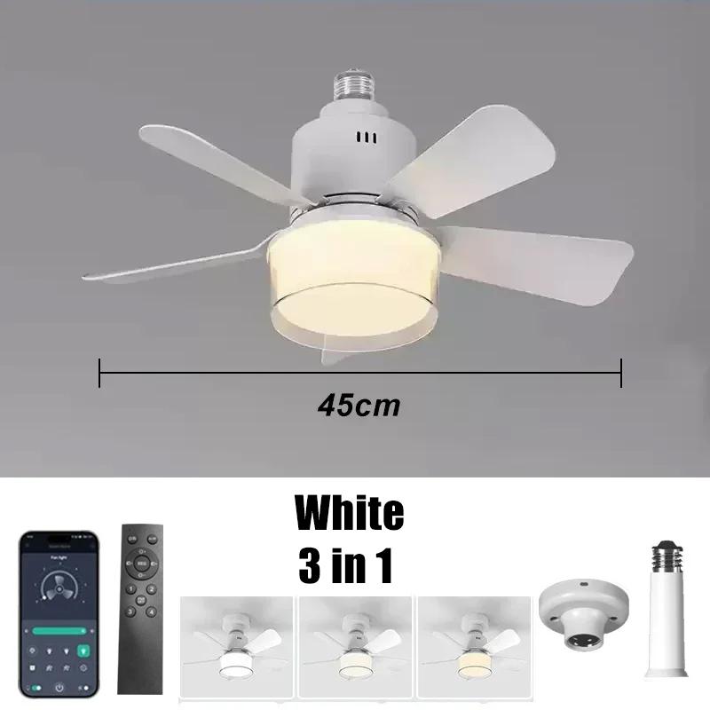 LED Ceiling Fan Light E27 with APP&Remote Control Dimming 6-speed Adjustable Wind Speed Suitable for Living Room Study Home Use