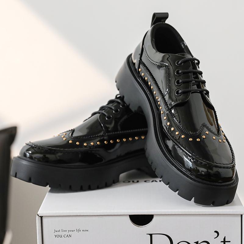 Fashion Fashion Men Dress Shoes Men Platform Light Comfortable Fashion Big Head Shoes Lace-up Business Office Brand Shoes Size 38-46