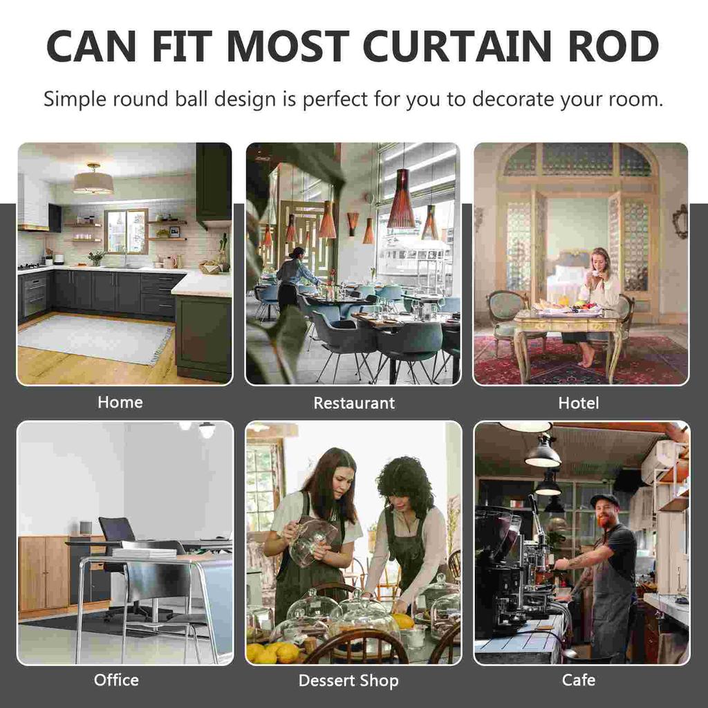 2 Pcs 28mm Window Curtain Rod End Black Unique Design Drapery Pole Drape Rod Finals Head Finials Fit for Home Office