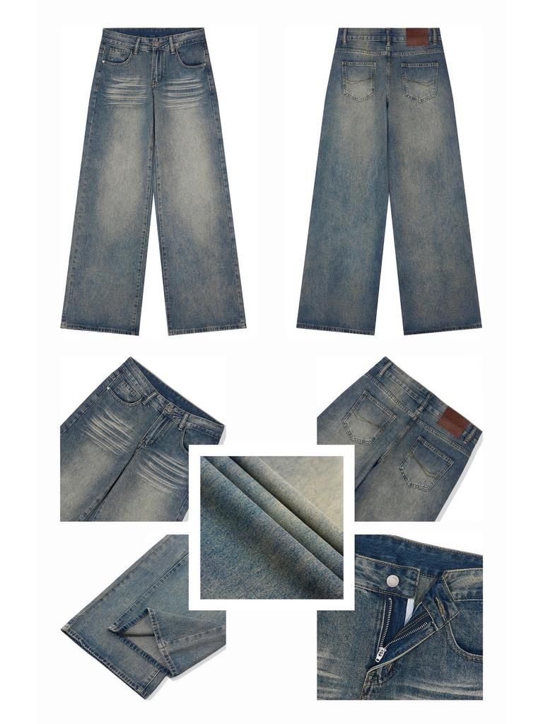 Low-rise, slimming, loose, wide-leg, slightly flared bell-bottom jeans for girls and women, perfect for spring.