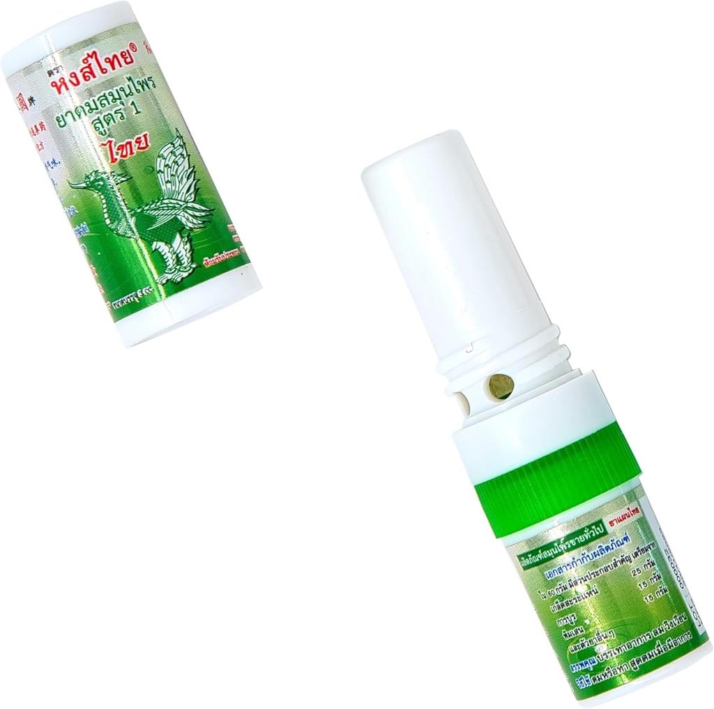 Hong Thai Nasal Inhaler – Menthol Aroma Stick – Natural Essential Oil Decongestant – Pocket Size – 1 Piece – Made In Thailand