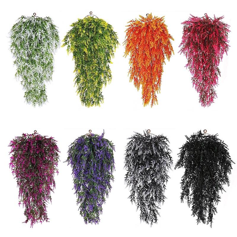 Artificial Lavender Vine Flower Artificial Rose Flower Wall Hanging Wedding Decoration Planting Vine Decoration for Home Garden