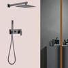 Brushed Gold Bathroom Shower Faucet Mixer Faucet Diverter With Water Outlet Holder Black Brass Rain Hand-Held Head Bathroom Set