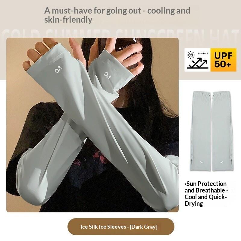 Sunscreen Cooling Ice Silk Arm Sleeves Summer Thin Sunshade Arm Sleeves Sports Cycling Driving Running Arm Cover