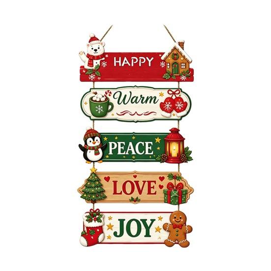 Festive Door Handle Decorations Rustic Wooden Hanging Pendant for Christmas Holiday Home Door, Decorative Signs Party Sign Ornament with
