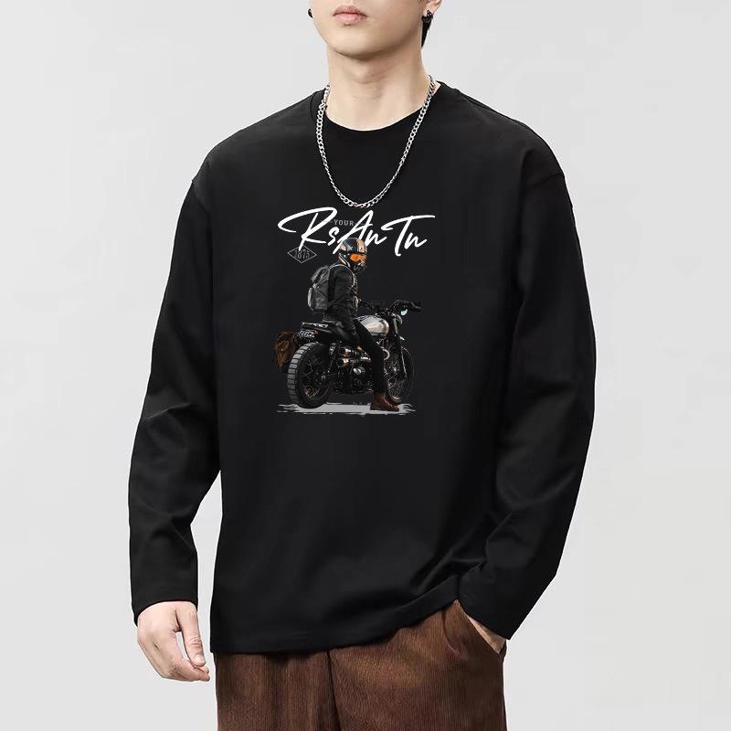240g Double-Sided Liquid Ammonia Cotton Long Sleeve Unisex T-Shirt - New Solid Color Casual Base Layer for Autumn/Winter 2024