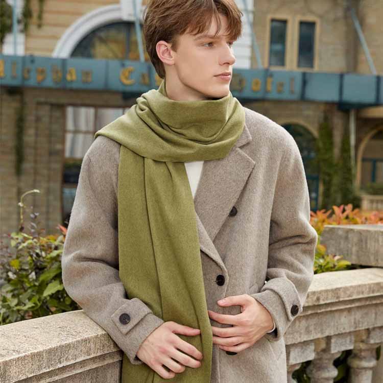 Fular Gros de Lână Culoare Solidă Unisex Fular de Iarnă cu Franjuri de Cașmir Cald Rezistent la Vânt Înfășurare Plaid pentru Femei & Bărbați