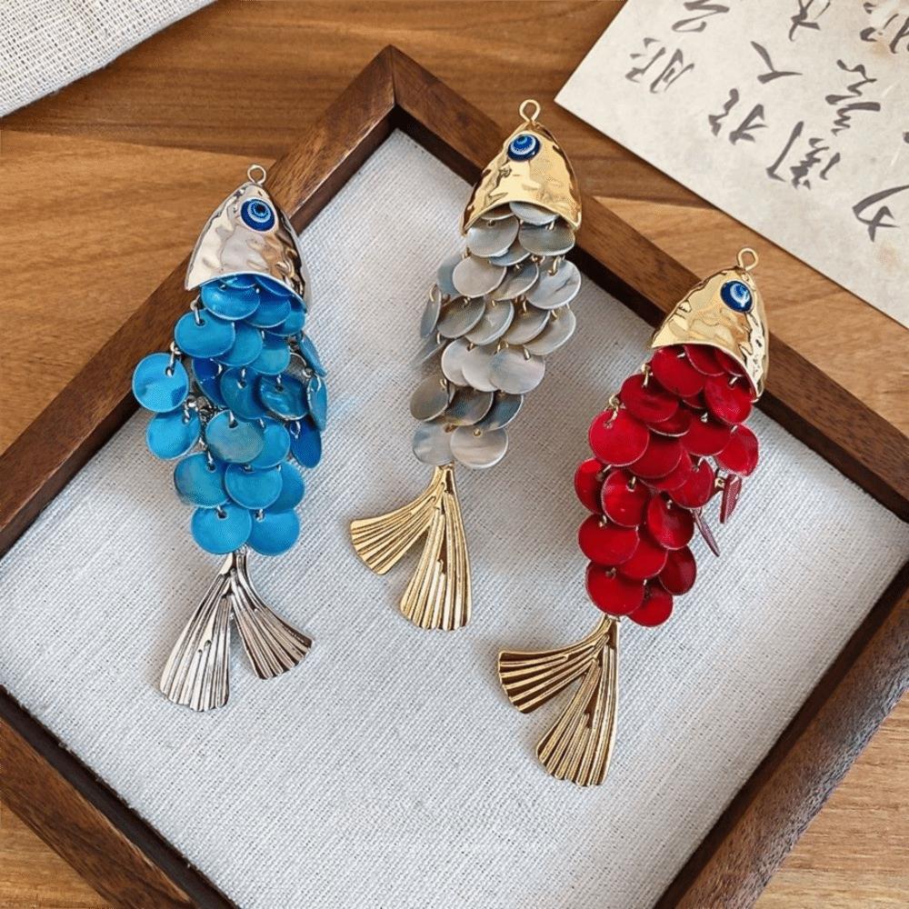Traditional Fish-shaped Hair Clip Tassels Faux Seashell Elegant Side Hairpin Carp Vintage Year After Year Bangs Clip