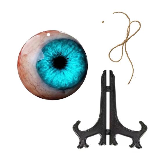 Realistische gotische Augapfel-Dekoration, 2D-Tischdekoration mit Ständer, Horror-Geschenk für Liebhaber düsterer Fantasy-Kunst, Halloween-Dekoration