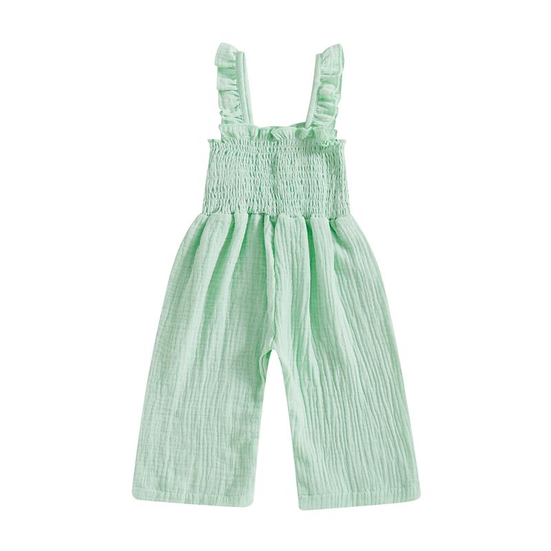 Baby Girl Rompers Ruffle Sleeveless Solid Color Jumpsuit Suspender Pants Summer Kids Girls Overalls Outfits