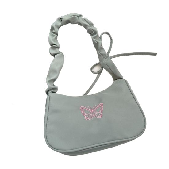 

Сумка-подмышка с вышитой бабочкой, застежка-молния, маленькая сумка через плечо, повседневная, портативная зелёный