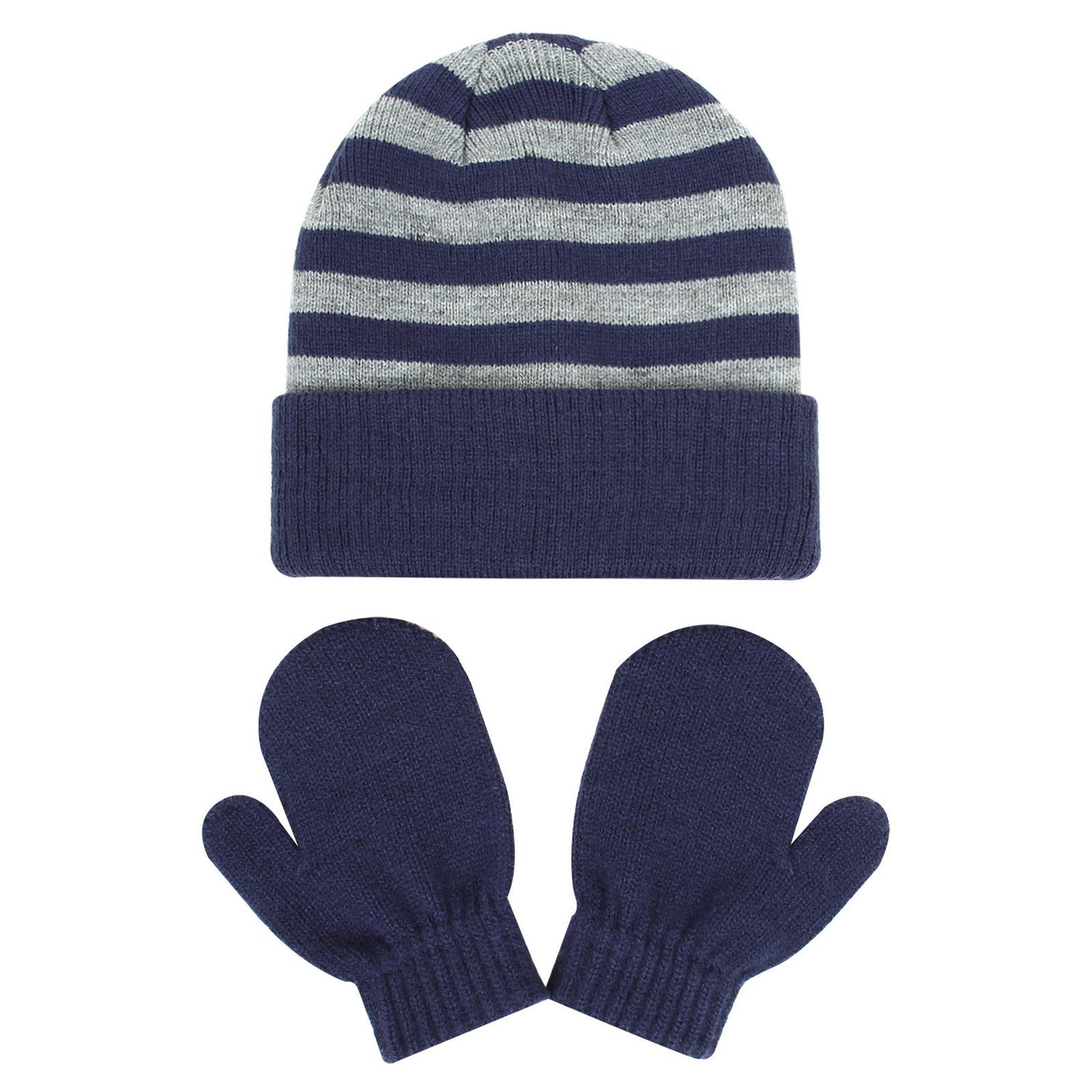 

Зимняя детская вязаная шерстяная шапка и перчатки для детей 18–8 лет, состоящая из двух частей, утепленная, теплая S тёмно-синий