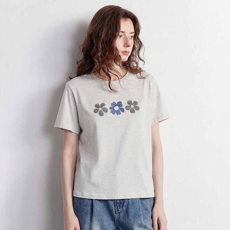 Chuyu Women's Flower Embroidered Cotton T-shirt