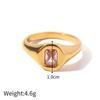European & American Fashion Retro 18K Gold Plated Zircon Ring for Women, Stainless Steel Jewelry