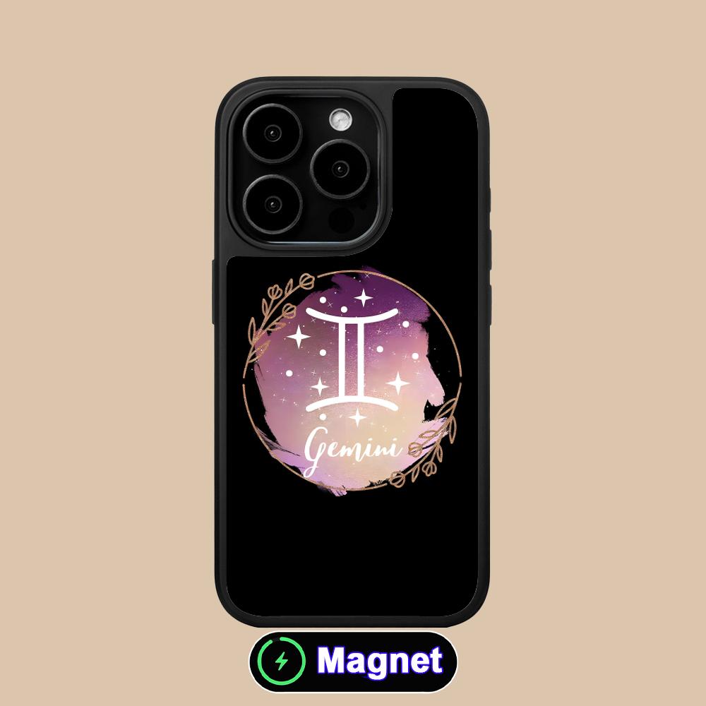 Zodiac Sign Gemini Phone Case for iPhone 17 16 15 14 13 12 11 Air Pro Max Plus Matte Surface Magsafe Cover
