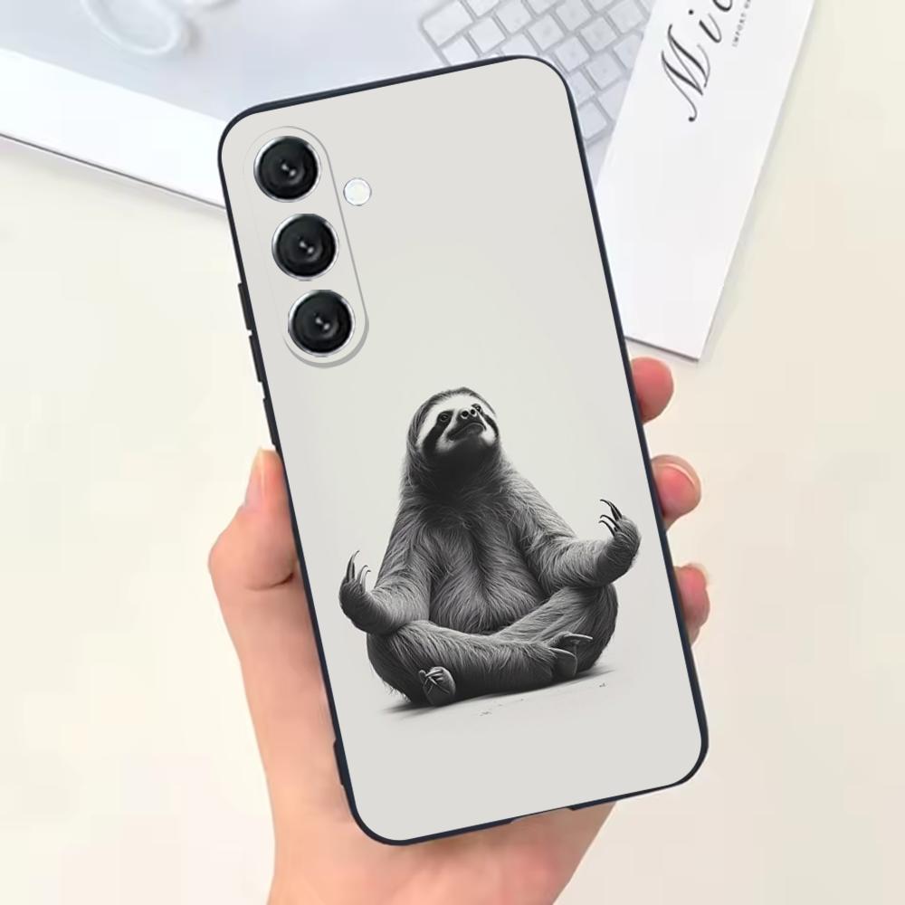 Cute Animal Sloth Phone Case For Samsung Galaxy A13,A21s,A22,A31,A32,A52,A53,A71,A80,Soft Black Shell