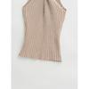 Elastic Knit Halter Neck Slim-Fit Tank Top for Women, 2026 Summer New Style, V-Neck with Front Twist and Backless Design