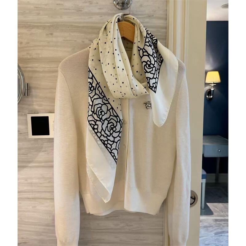 NINA SOLOR Lightweight 100% Mulberry Silk Square Scarf