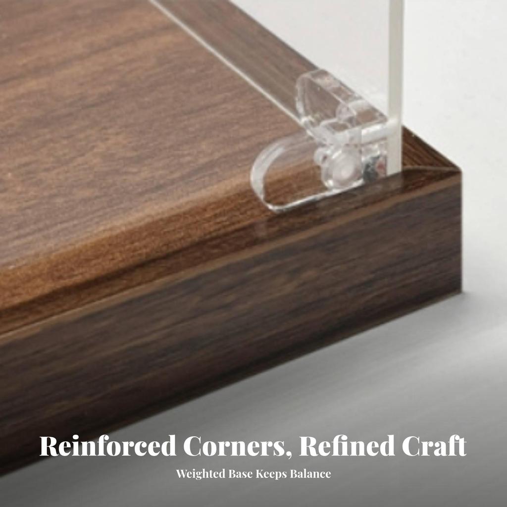 Acrylic Display Box with Wooden Base | Dustproof Preserving Enclosure,