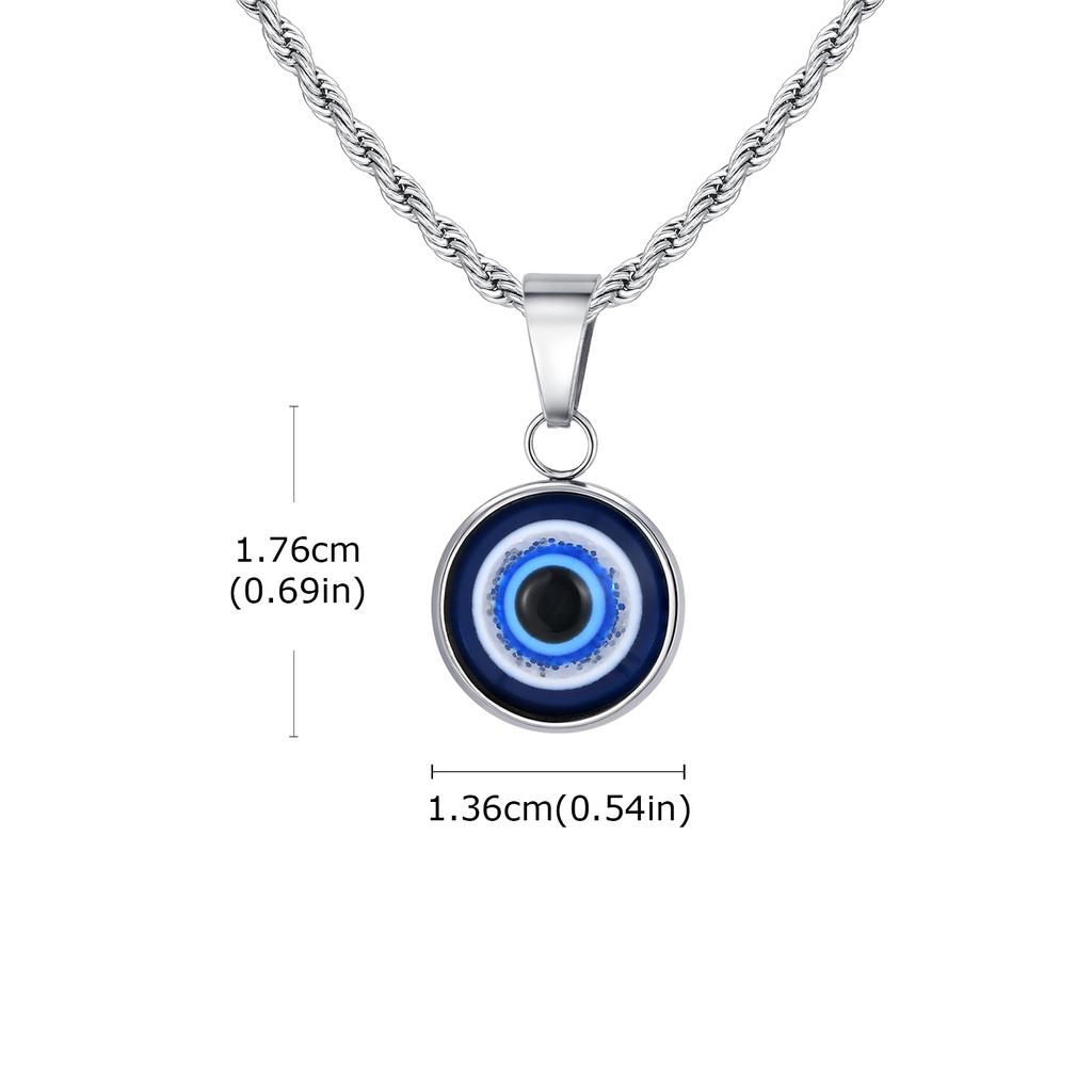 Colares Turcos Olho Grego de Aço Inoxidável para Homens, Colar com Pingente Redondo Olho Azul, Joia de Colar Étnica