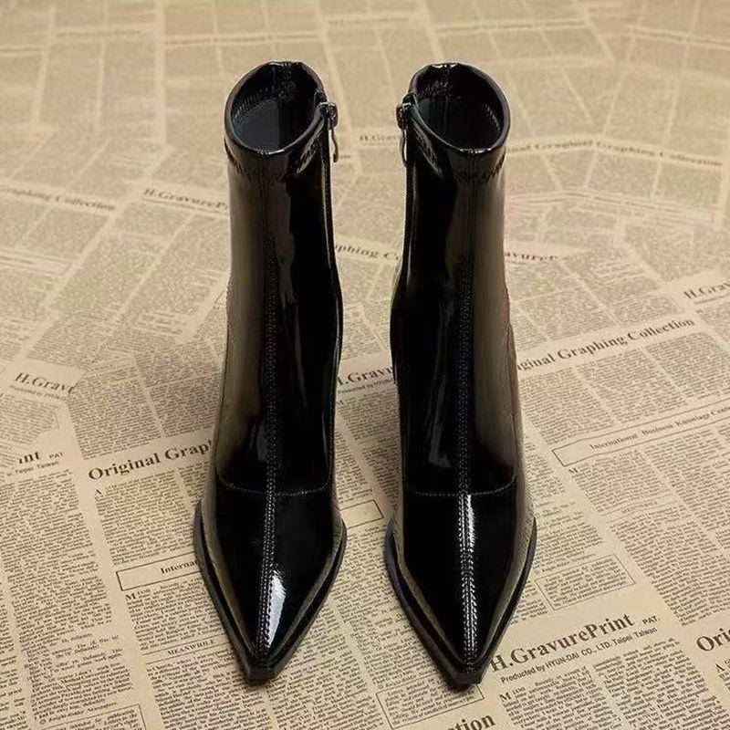 Fashion Autumn Women High Heel Ankle Boots New Winter Pointed Toe Chunky Heel Boots Women Comfortable Dress Shoes Women Zapatos De Mujer
