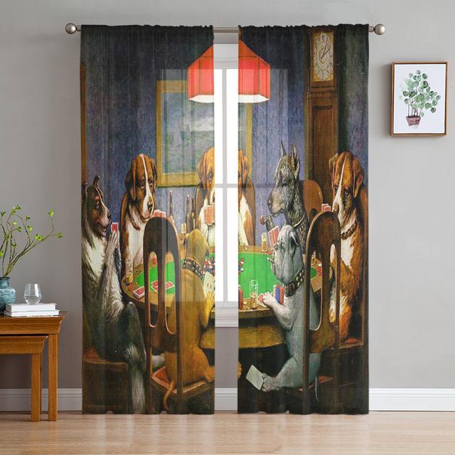 Diamanten, Pik, Herzen, Poker, Tüll-Voile-Vorhänge für Schlafzimmer, Fenstervorhang für Wohnzimmer, transparente Vorhänge, Organza-Vorhänge